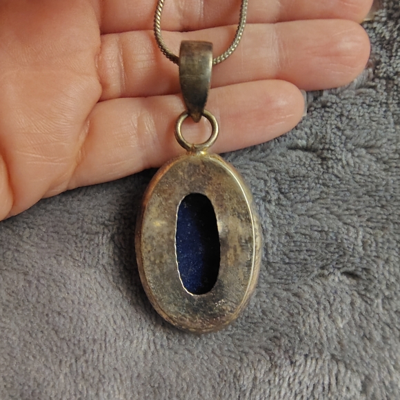 Elegant Oval Lapis Lazuli Stone Pendant - Picture 3 of 5
